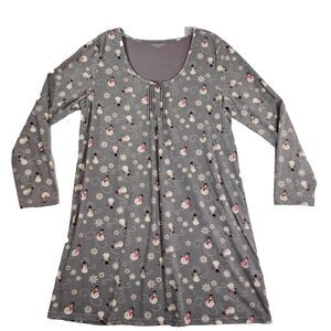 Laura Scott Mini Nightgown Womens M Snowmen Print Cotton Sleepwear Christmas